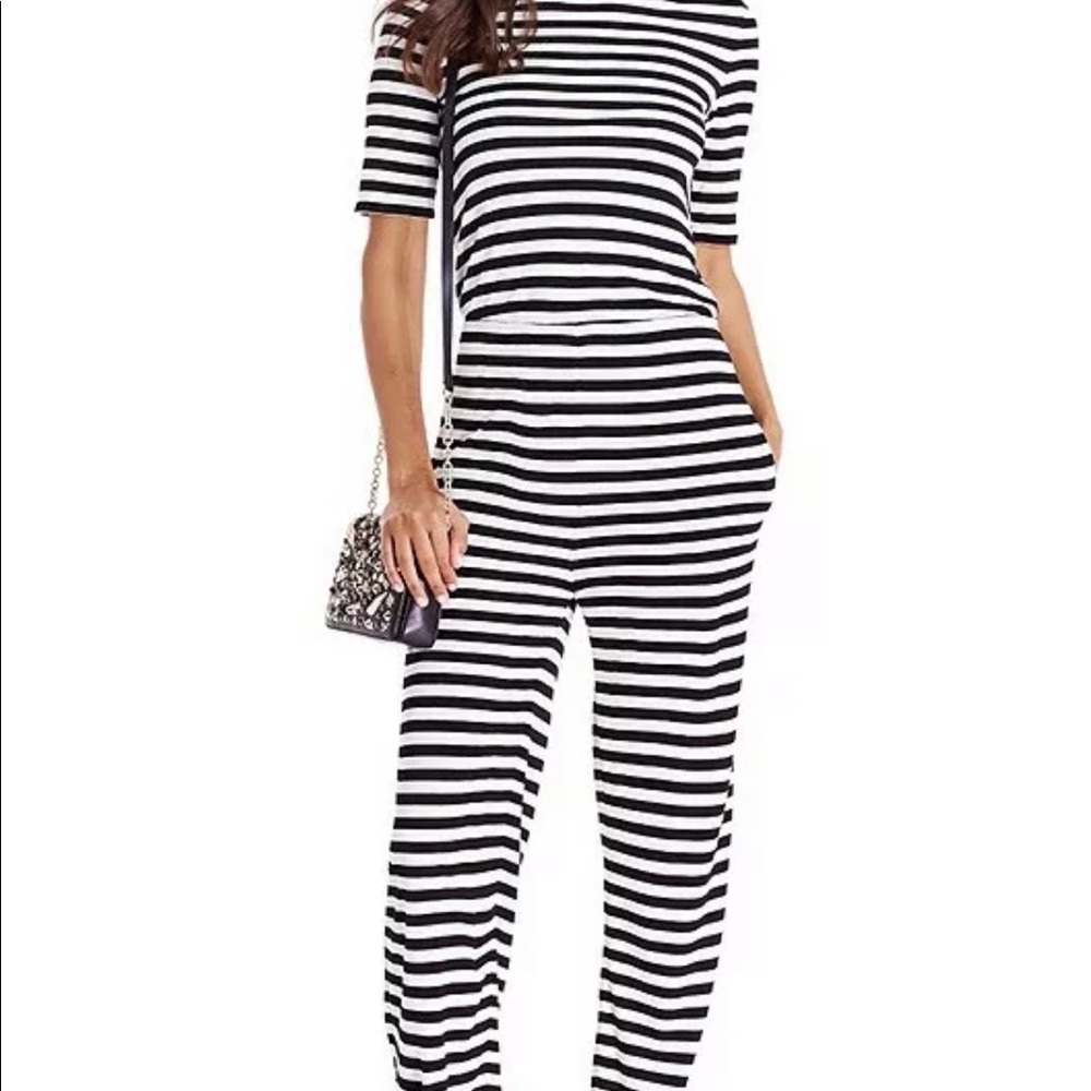 DVF Kendra Striped Open Back Jumpsuit Size 8